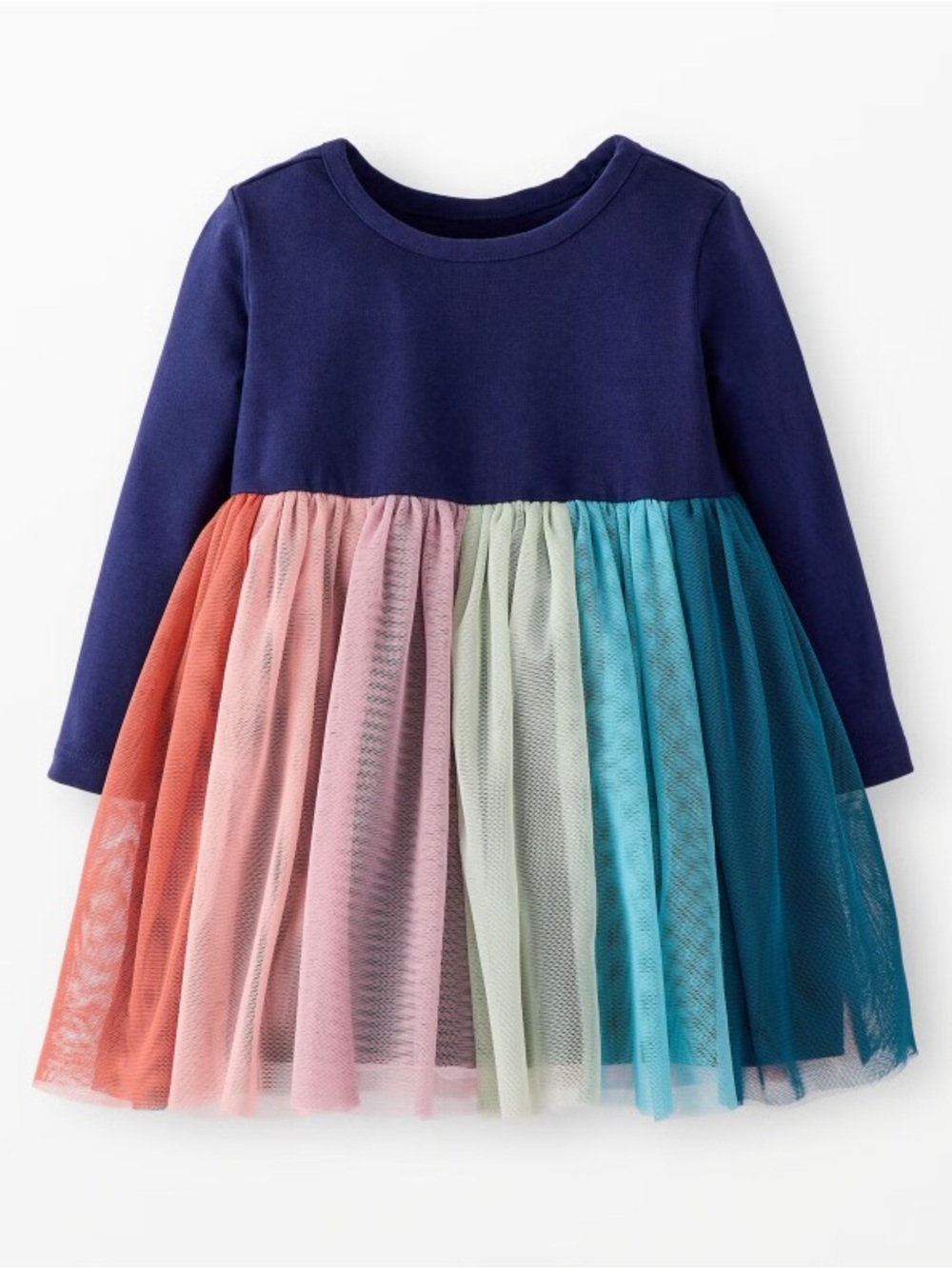 Hanna Andersson Baby Long Sleeve Tulle Rainbow Dress